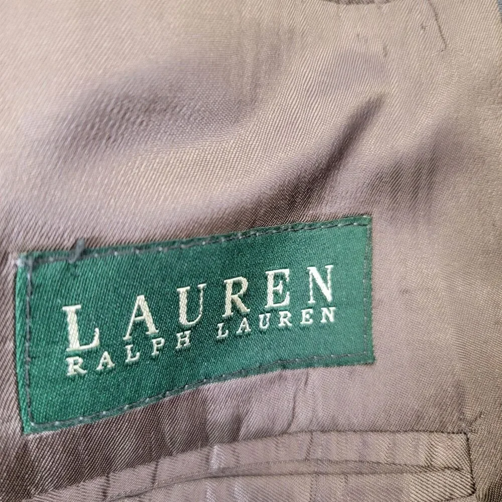 Lauren Ralph Lauren Mens Gray Pinstripe Pure New Wool Single Vent Blazer 46L